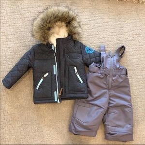 Cat & Jack Toddler Snow Jacket & Bibs 12 Months